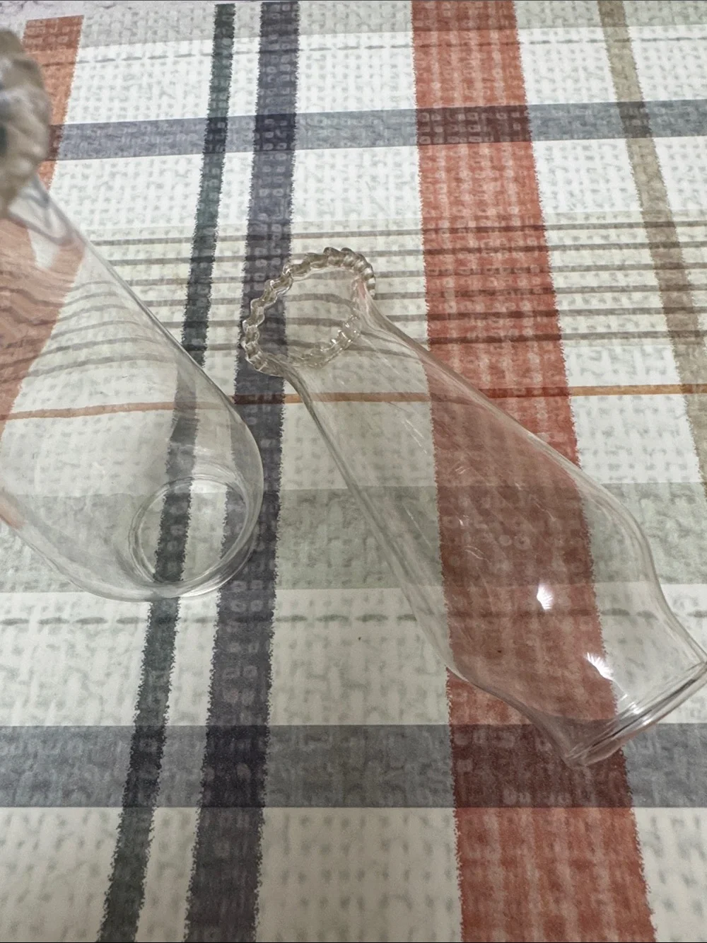 Minature Clear Glass Hurricane Vases - Pair